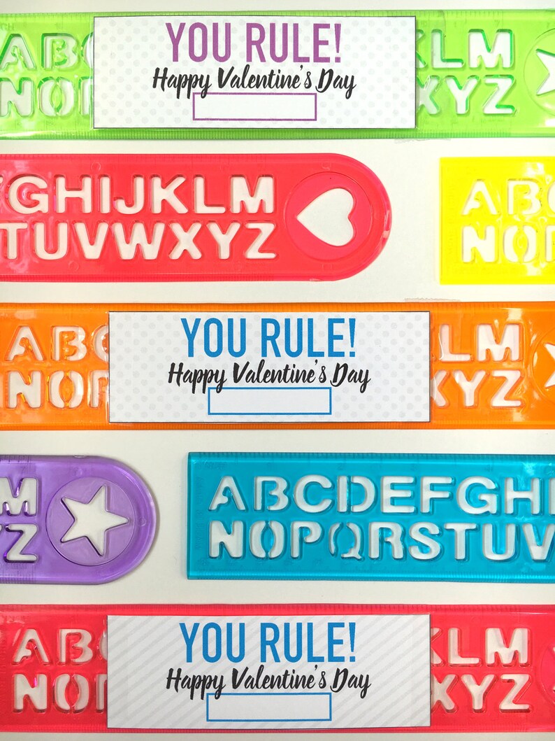 You Rule Ruler Printable Valentine DIY Kids Valentine Classroom School Valentine Cute Ruler image 1