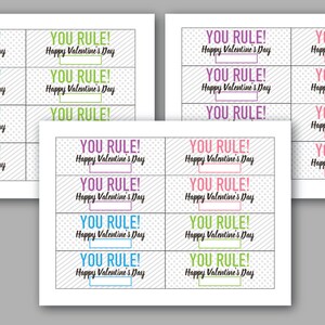 You Rule Ruler Printable Valentine DIY Kids Valentine Classroom School Valentine Cute Ruler image 2