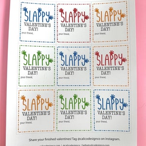 Sticky Hand Funny Printable Valentine Slappy Valentines Day Kids School Classroom Teacher Valentine image 9