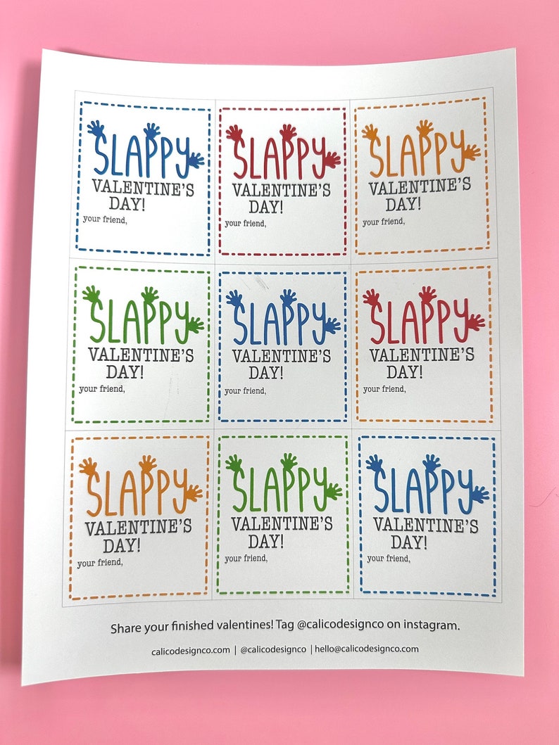 Sticky Hand Funny Printable Valentine Slappy Valentines Day Kids School Classroom Teacher Valentine image 9