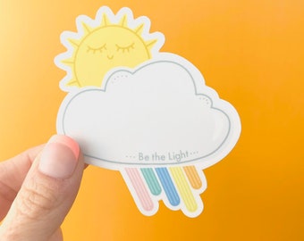 Rainbow Cloud Sun, Cheerful Inspirational Gift, Sunny Rainbow Sticker, Rainbow Gift, Optimism Positivity Gift