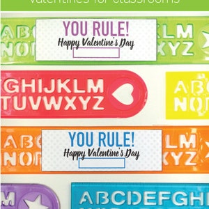 You Rule Ruler Printable Valentine DIY Kids Valentine Classroom School Valentine Cute Ruler image 4