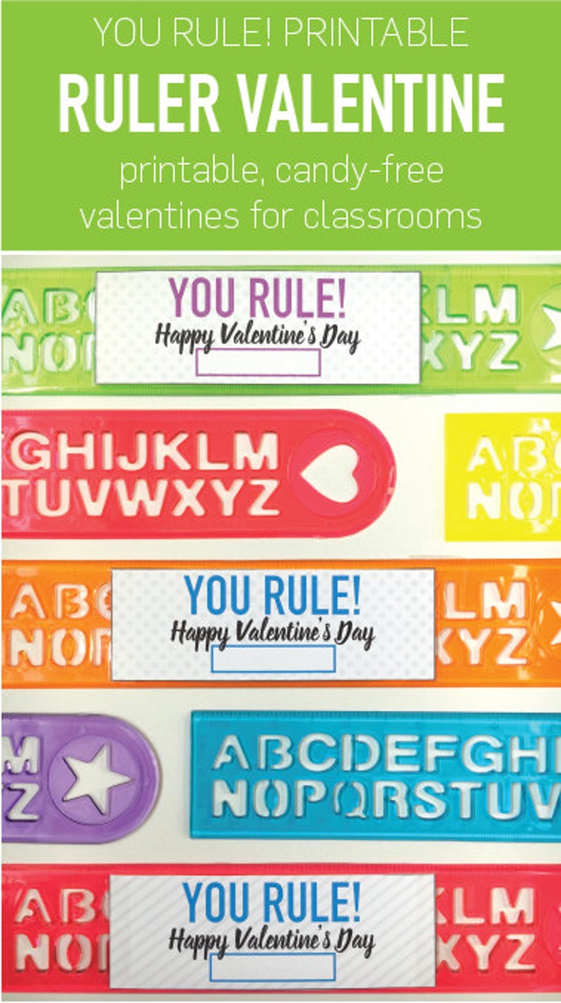 You Rule Ruler Printable Valentine DIY Kids Valentine Classroom School Valentine Cute Ruler image 4