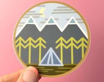 Mountains Camping Vinyl Sticker | Camping Gift, Mountains Vinyl Sticker, Backpacking Sticker, Hiking Sticker
