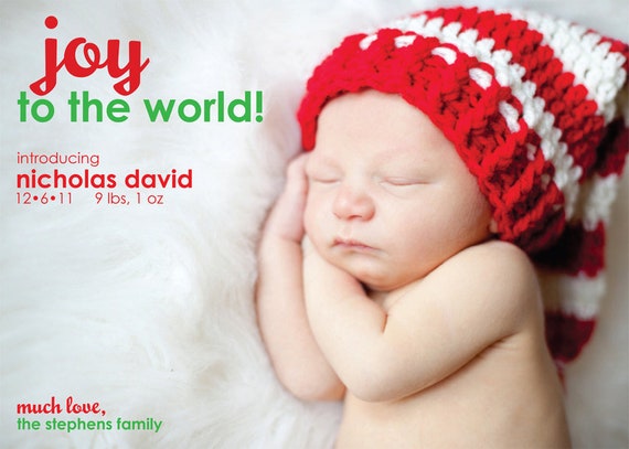 PRINTED Holiday card and baby announcementsanta baby | Etsy