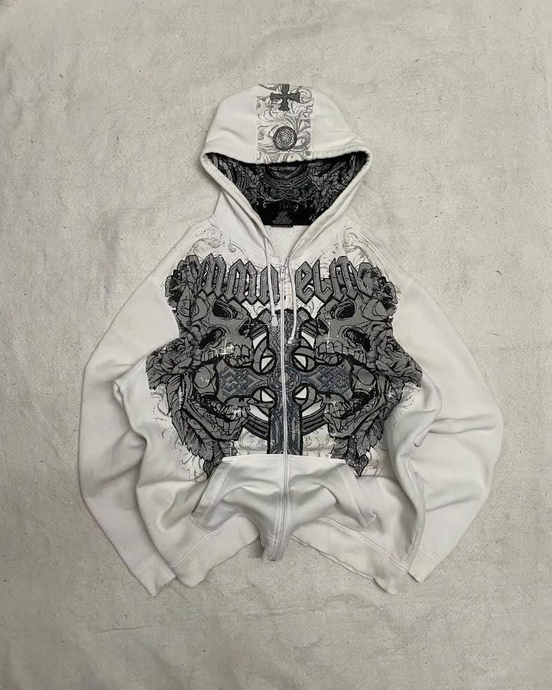 Y2k Gothic Cross Zip up Hoodie - Etsy Y2k Gothic Cross Zip up Hoodie - Etsy