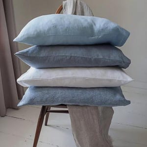 Fronha de linho com fecho de envelope, capa de almofada de linho macia e respirável, roupa de cama de linho lavado natural para decoração de quarto aconchegante