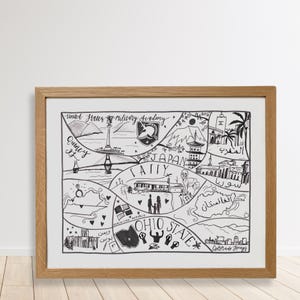 Cadeau souvenir, cadeau de voyage endroits préférés, dessin personnalisé de souvenirs, cadeau dessiné à la main, cadeau d'anniversaire personnalisé, carte souvenir