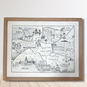 Mapa de recuerdos, regalo de viaje a lugares favoritos, dibujo de recuerdos personalizado, regalo dibujado a mano, regalo de cumpleaños personalizado, mapa de recuerdos