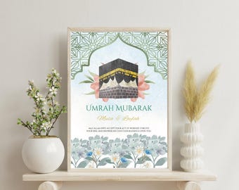Personalisierte Umrah Mubarak Druck | Umrah Geschenk | Digitaldruck | Islamisches Poster | Eid Deko | Hajj Mubarak | Umrah druckbar