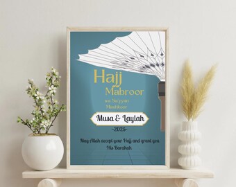 Impresión personalizada de Hajj Mubarak / Regalo de Hajj / Impresión digital / Póster islámico / Decoración de Eid / Hajj Mubarak / Umrah imprimible