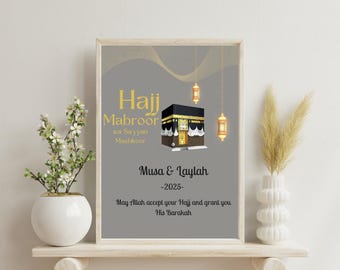 Personalisierte Hajj Mubarak Print | Hajj Geschenk | Digitaldruck | Islamisches Poster | Eid Deko | Hajj Mubarak | Umrah druckbar