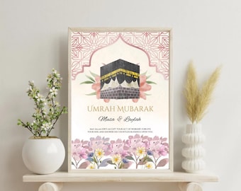 Personalisierte Umrah Mubarak Druck | Umrah Geschenk | Digitaldruck | Islamisches Poster | Eid Deko | Hajj Mubarak | Umrah druckbar