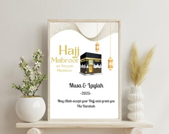 Impresión personalizada de Hajj Mubarak / Regalo de Hajj / Impresión digital / Póster islámico / Decoración de Eid / Hajj Mubarak / Umrah imprimible