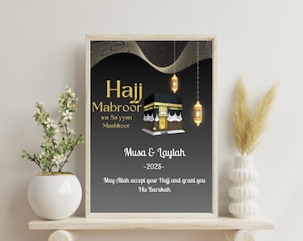 Personalisierte Hajj Mubarak Print | Hajj Geschenk | Digitaldruck | Islamisches Poster | Eid Deko | Hajj Mubarak | Umrah druckbar