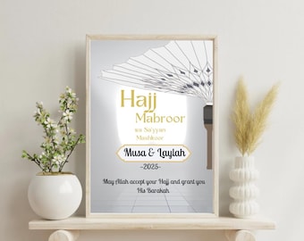 Personalisierte Hajj Mubarak Print | Hajj Geschenk | Digitaldruck | Islamisches Poster | Eid Deko | Hajj Mubarak | Umrah druckbar
