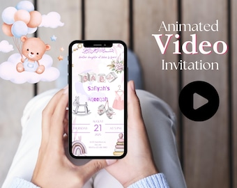 Personalised Aqeeqah Invite|Aqeeqah Welcome Board| Aqiqah Decor | Muslim Baby | Islamic Decor | Baby Shower | 1st Birthday |Digital Download