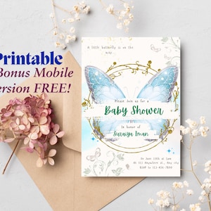 Editable Butterfly Girl Baby Shower Invitation | Printable Invitation | Digital Invitation