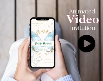 Editable Butterfly Girl Baby Shower Invitation | Video Digital Invitation