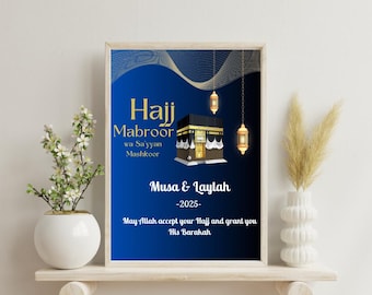 Personalisierte Hajj Mubarak Print | Hajj Geschenk | Digitaldruck | Islamisches Poster | Eid Deko | Hajj Mubarak | Umrah druckbar