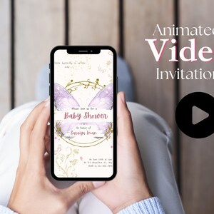 Editable Butterfly Girl Baby Shower Invitation | Video Digital Invitation