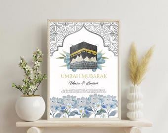Personalisierte Umrah Mubarak Druck | Umrah Geschenk | Digitaldruck | Islamisches Poster | Eid Deko | Hajj Mubarak | Umrah druckbar