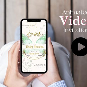 Editable Butterfly Girl Baby Shower Invitation | Video Digital Invitation