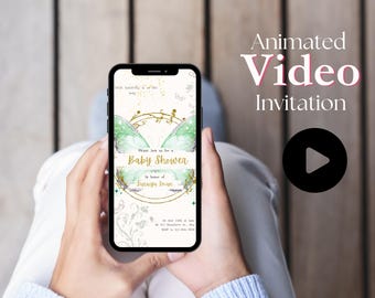 Editable Butterfly Girl Baby Shower Invitation | Video Digital Invitation