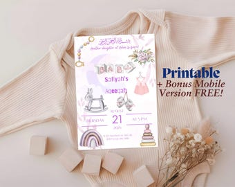 Personalised Aqeeqah Invite|Aqeeqah Welcome Board| Aqiqah Decor | Muslim Baby | Islamic Decor | Baby Shower | 1st Birthday |Digital Download