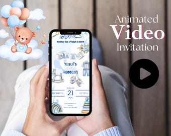 Personalised Aqeeqah Invite|Aqeeqah Welcome Board| Aqiqah Decor | Muslim Baby | Islamic Decor | Baby Shower | 1st Birthday |Digital Download