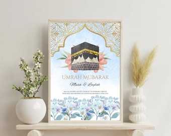 Personalisierte Umrah Mubarak Druck | Umrah Geschenk | Digitaldruck | Islamisches Poster | Eid Deko | Hajj Mubarak | Umrah druckbar