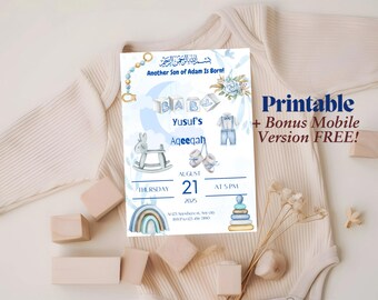 Personalised Aqeeqah Invite|Aqeeqah Welcome Board| Aqiqah Decor | Muslim Baby | Islamic Decor | Baby Shower | 1st Birthday |Digital Download