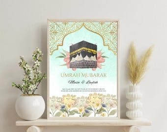 Personalisierte Umrah Mubarak Druck | Umrah Geschenk | Digitaldruck | Islamisches Poster | Eid Deko | Hajj Mubarak | Umrah druckbar