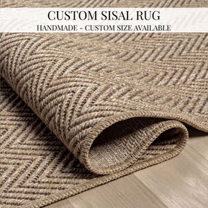 Alfombra natural de sisal con diseño de espiga, tamaño personalizado, con reverso de yute antideslizante, hecha a mano, de tejido plano, para pasillo, sala de estar, uso interior y exterior, 671 k