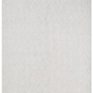 A plain, white square rug with a simple, unadorned design.