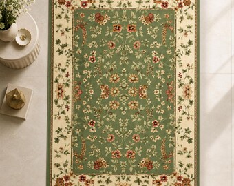 Olive Cottage Blumenteppich, antiker englischer Chintz-Druck, romantischer Dekorteppich