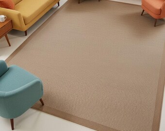 Brown Natural Sisal Rug with Non Slip Backing for Indoor Outdoor Use Washable Durable Minimalist Easy Clean Modern Area Carpet 3935anaturel