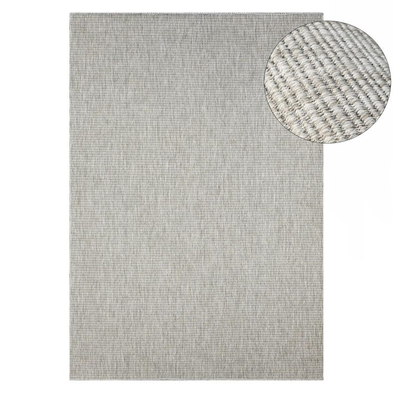 Natural Inset Rug Light Custom Size Grey Flatweave Rug, Handmade Eco Friendly Neutral Carpet ...