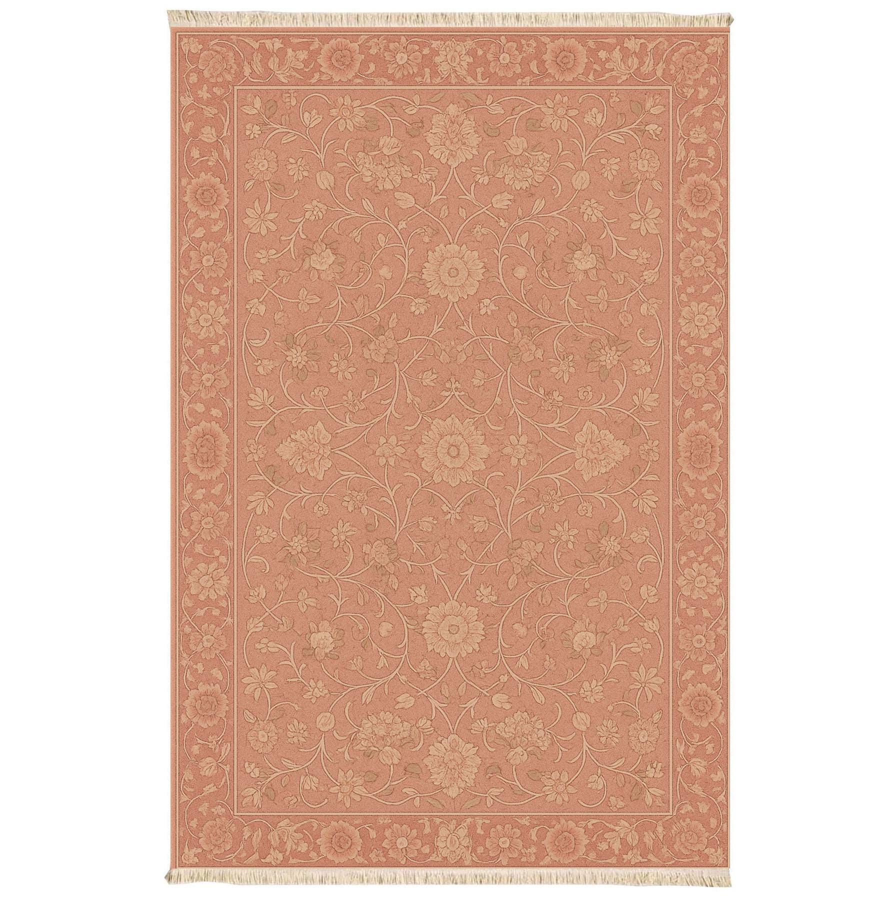 Tapis Persan Vintage Noué Main – 114 X 84 Cm – Rose – Laine Et Coton