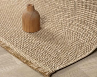 Custom Size Beige Flatweave Rug - Runner, Handmade Natural Eco Friendly Carpet