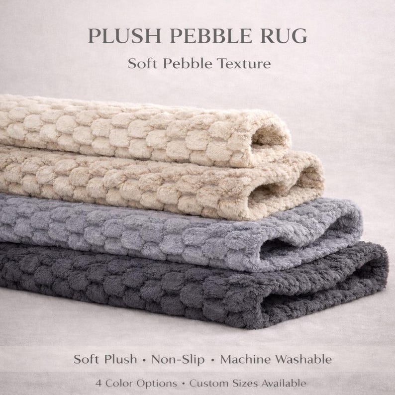 Soft Stone Rug Plush Pebble Rug – Soft Stone Texture, Machine Washable, Non-slip ...
