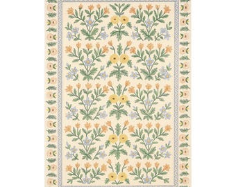 French Style Floral Area Rug with Vintage Yellow Blue Botanical Pattern Kitchen Carpet, Elegant Living Room Bedroom Accent Carpet 134
