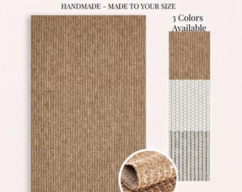 Custom Size Sisal Rug Brown Flatweave Handmade Natural Fiber Eco Friendly Durable Carpet
