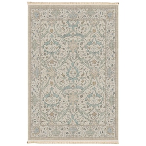 William Morris Style Floral Teppich, Vintage Creme Salbei Grüner Teppich, Türkischer Skandinavischer Teppich, Waschbarer Teppich, Geschenk für Wohnzimmer 580