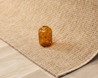 Natural Beige Sisal Flatweave Rug: Handmade, Custom Size, Eco-Friendly