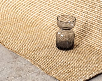 Custom Size Light Jute Flatweave Rug, Handmade Natural Eco Friendly Carpet