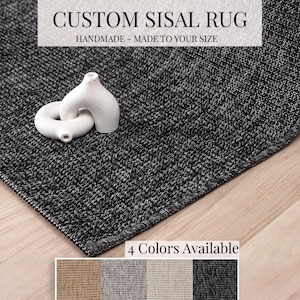 Custom Anthracite Sisal Rug Runner – Handmade Flatweave Carpet Extra Wide Sizes