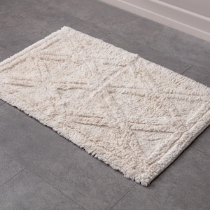Katoenen badkamertapijt: duurzame handgemaakte wasbare mat (50 x 80 cm)