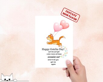 Cat Gotcha Day Card: Zoomies Celebration (PDF)