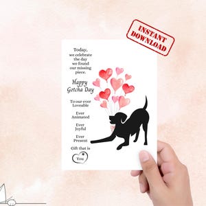 Carte de voeux imprimable Happy Gotcha Day pour le meilleur chien du monde. Nos animaux de compagnie font partie de la famille et le Gotcha Day est un jour de célébration joyeuse.